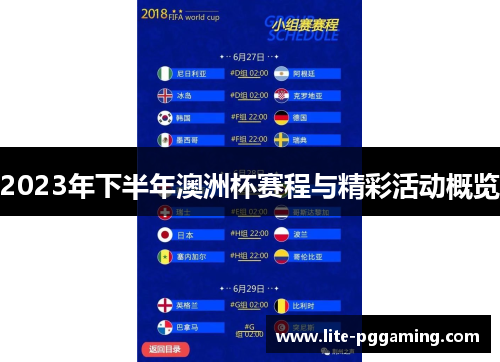 2023年下半年澳洲杯赛程与精彩活动概览