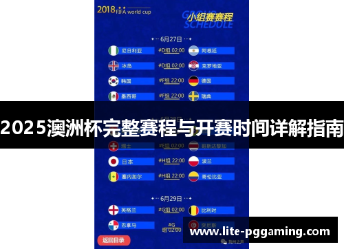 2025澳洲杯完整赛程与开赛时间详解指南 2025澳洲杯完整赛程与开赛时间详解指南